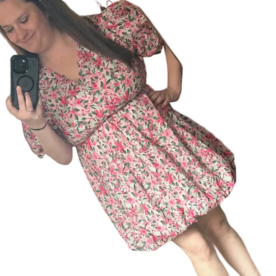The Garden Party Floral Bubble Dress – 100% Cotton(Plus Size) - Rhett and Grace Co.