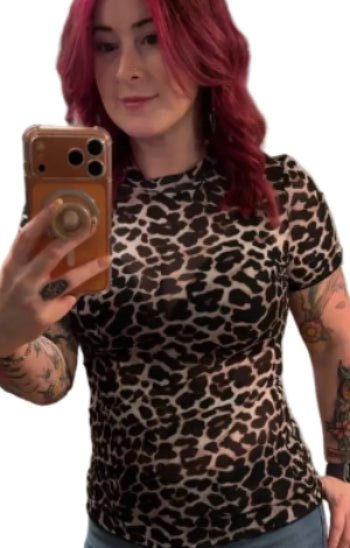 Khaki Leopard Print Sheer Mesh Short Sleeve Top - Rhett and Grace Co.