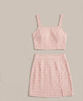 Peach Blossom Plaid Skirt Set - Rhett and Grace Co.