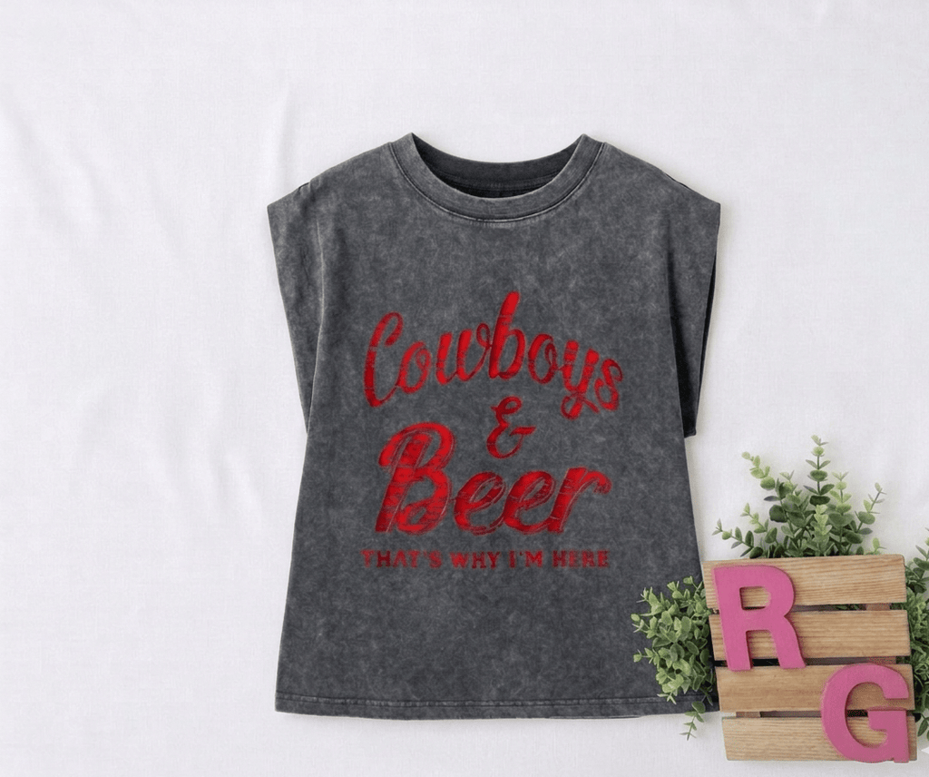 The "Cowboys & Beer" Mineral Wash Muscle Tank - Rhett and Grace Co.