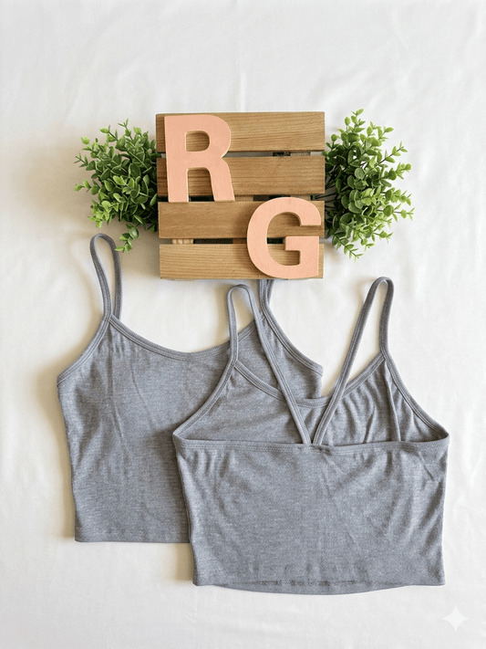 Strappy Back Ribbed Knit Tank Top in Heather Grey - Rhett and Grace Co.