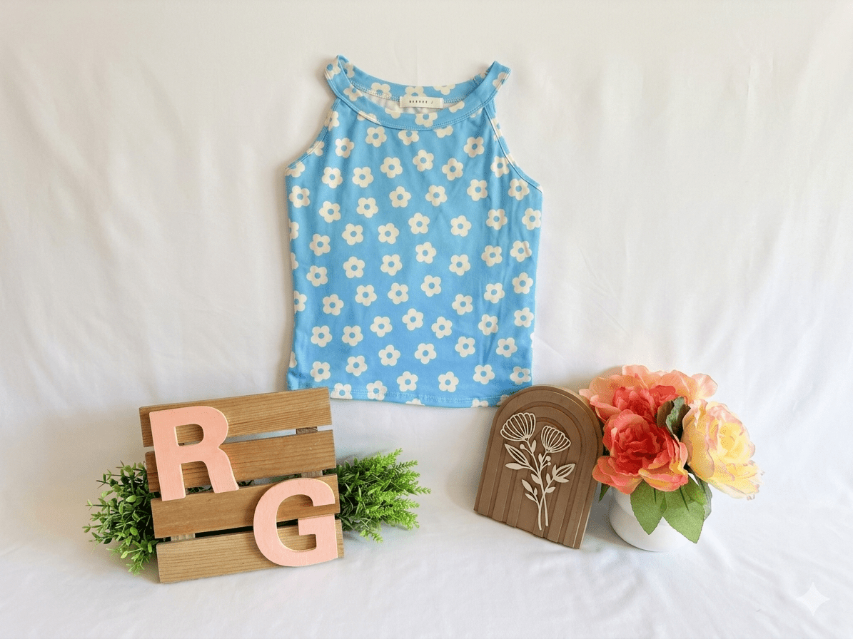Blue floral halter tank - Rhett and Grace Co.