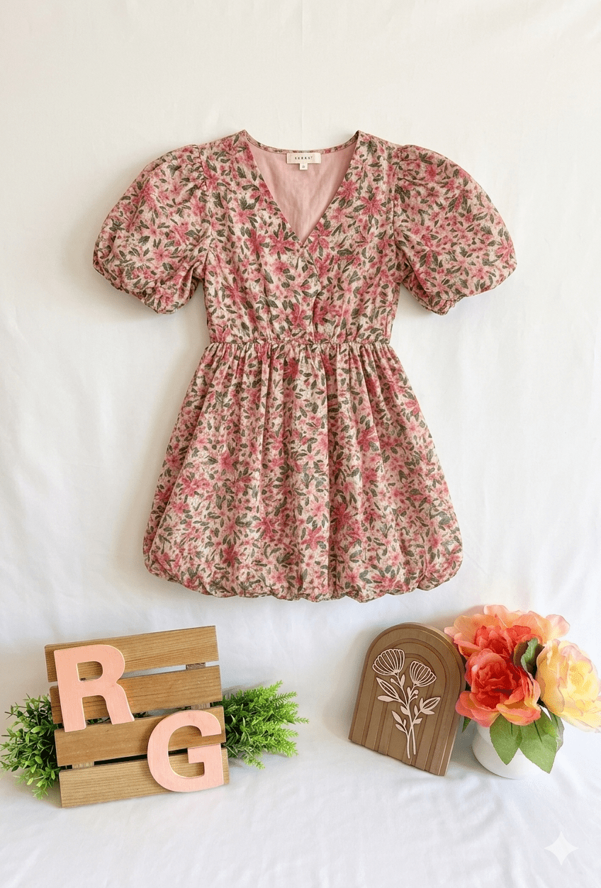 The Garden Party Floral Bubble Dress – 100% Cotton(Plus Size) - Rhett and Grace Co.