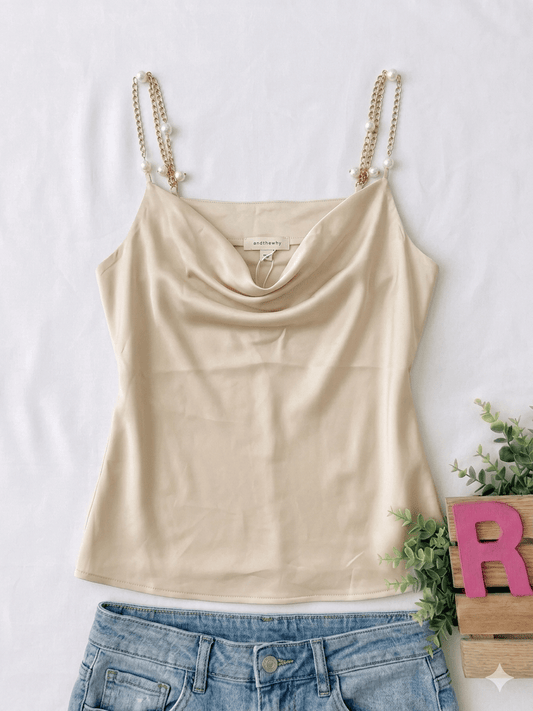 Peaches & Pearls Satin Camisole - Rhett and Grace Co.