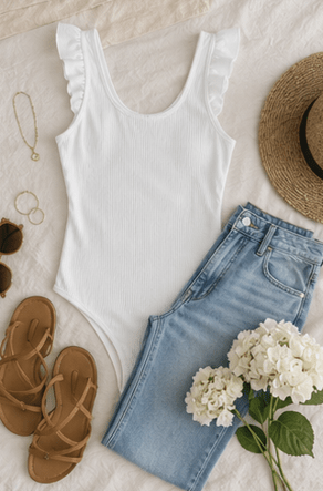 “Grace Upon Grace” Ruffle Bodysuit (Plus Size) - Rhett and Grace Boutique
