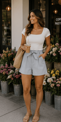 Sweet Magnolia High-Waisted Tie Shorts - Rhett and Grace Boutique