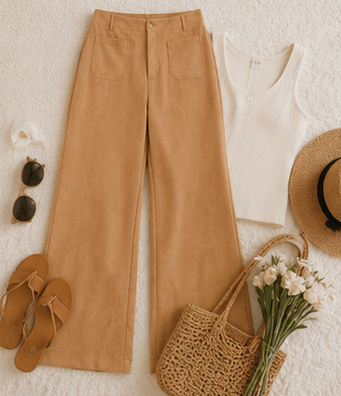 The Savannah Suede Wide-Leg Trousers - Rhett and Grace Boutique